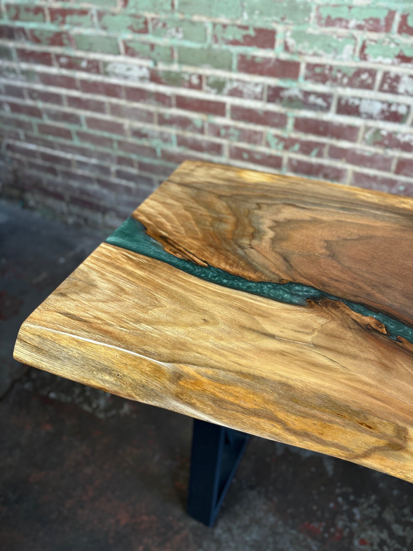Black Walnut & Gunship Green Epoxy Console Table