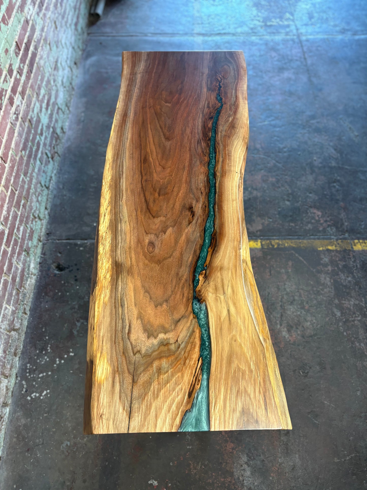 Black Walnut & Gunship Green Epoxy Console Table