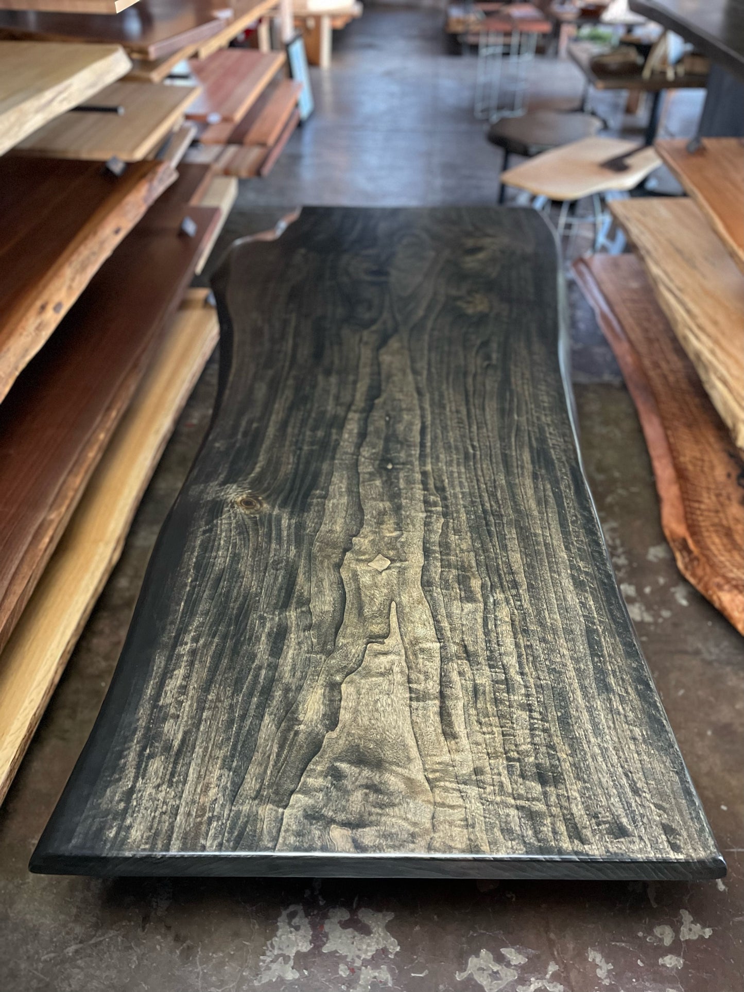 Blackened Eastern Cottonwood Slab Tabletop