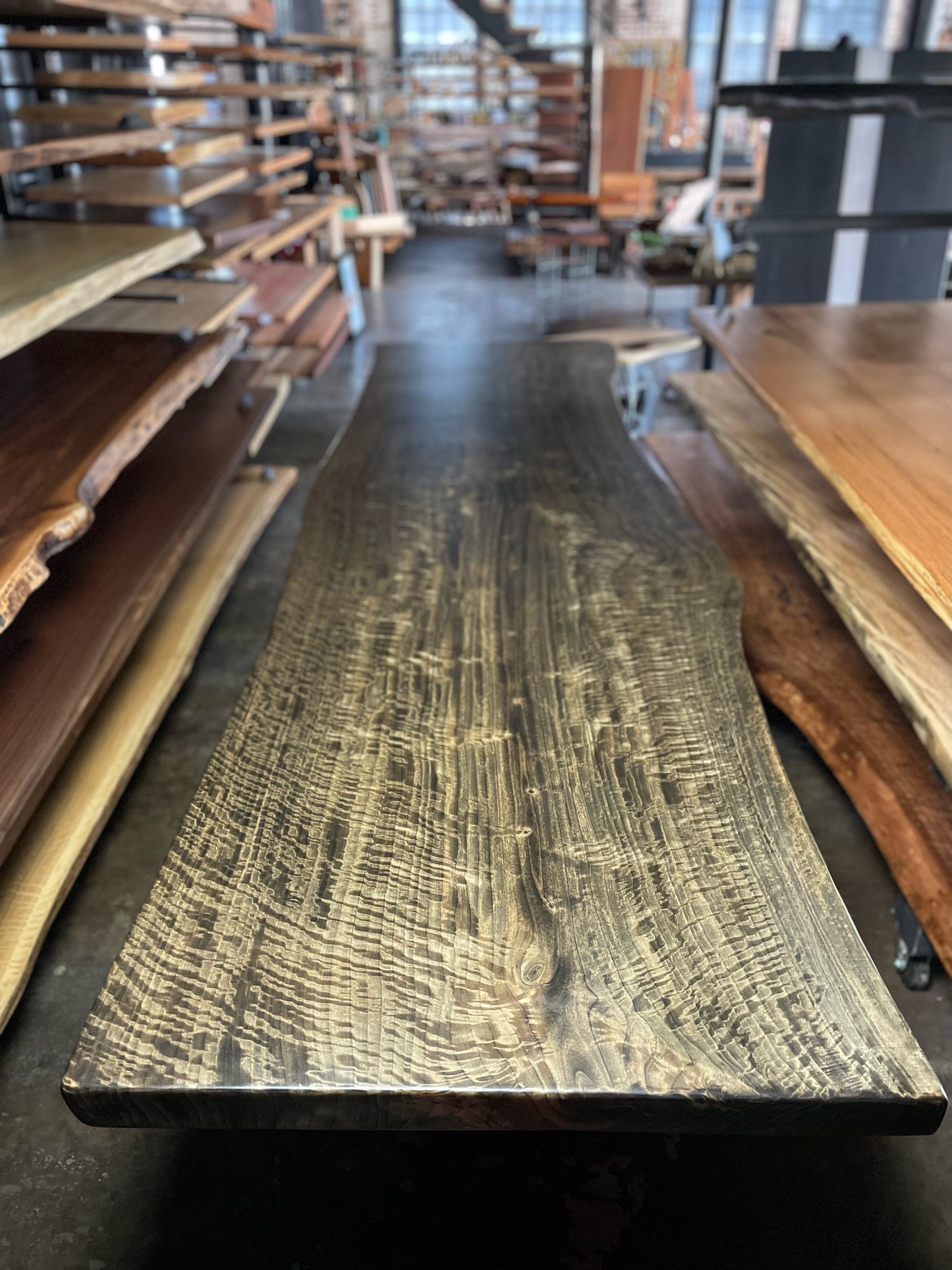 Blackened Eastern Cottonwood Slab Tabletop