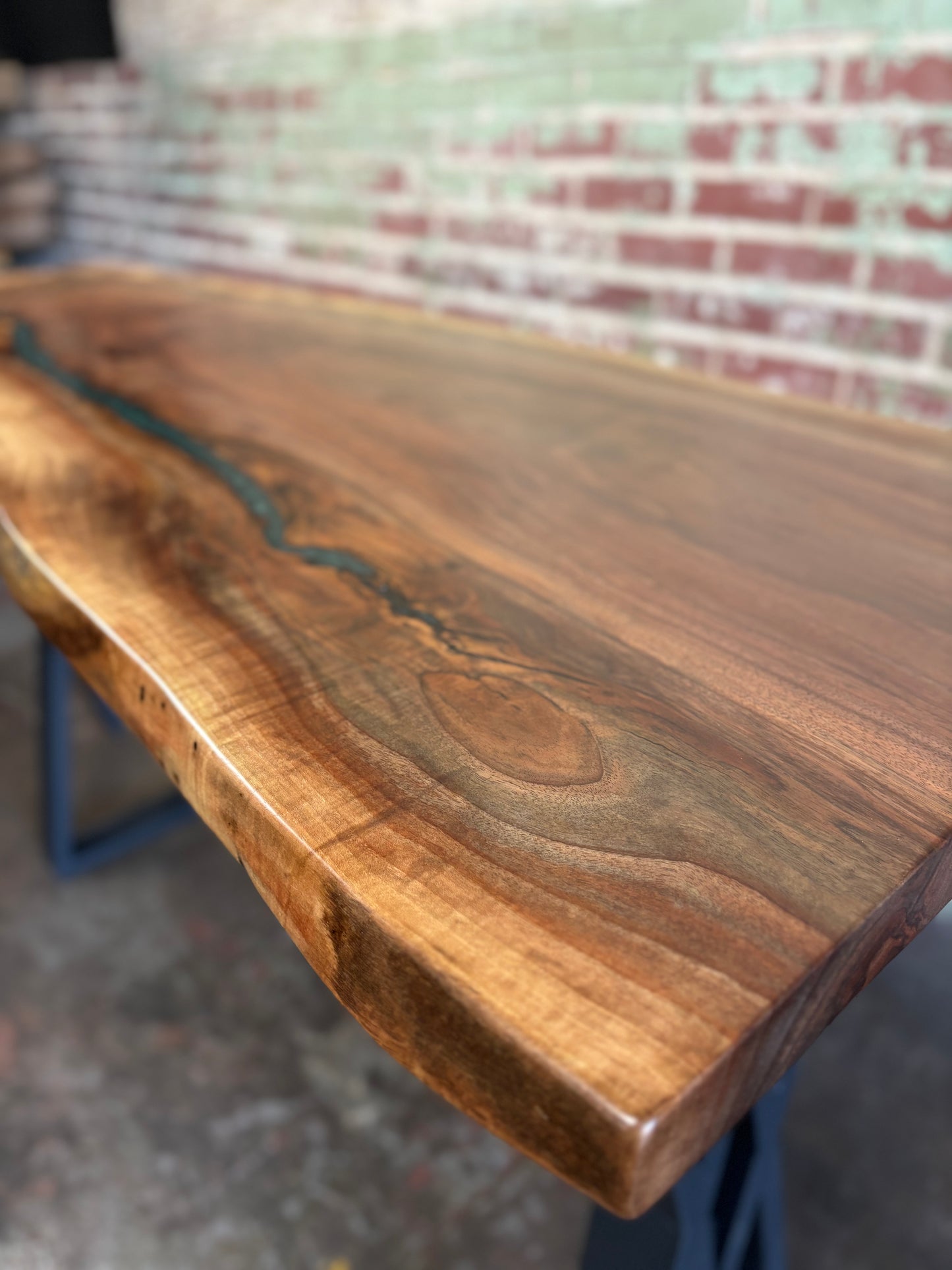 Black Walnut & Gunship Green Epoxy Console Table