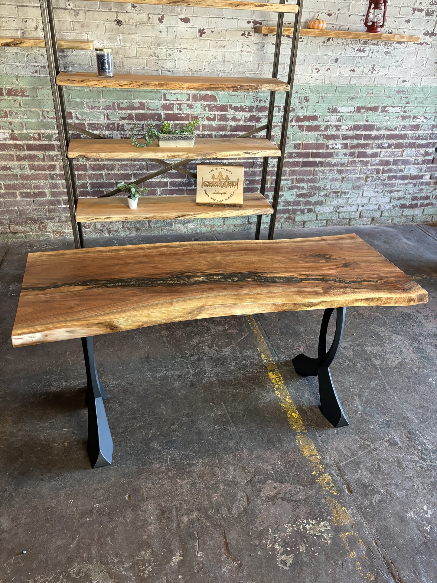 Walnut & Bronze Epoxy Console Table