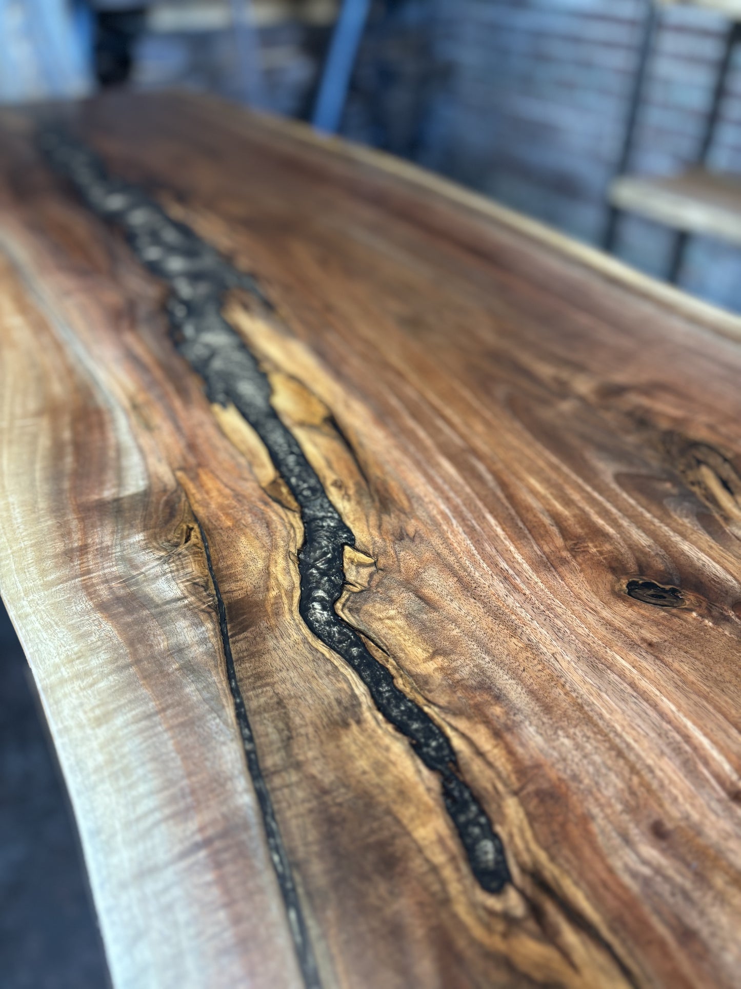 Walnut & Bronze Epoxy Console Table