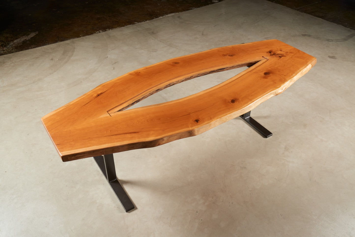 Cherry Table with Glass Inlay