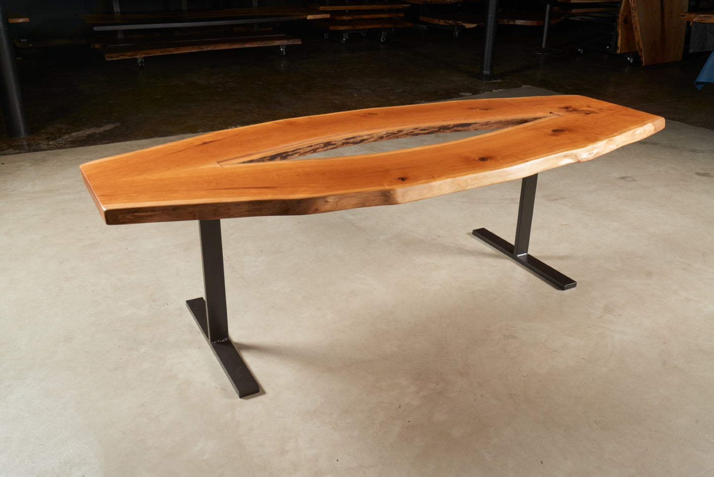 Cherry Table with Glass Inlay