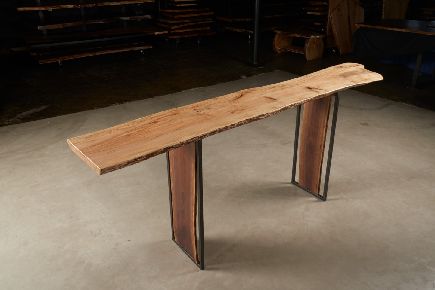 Maple Console Table / Bar Top with Custom Walnut Legs