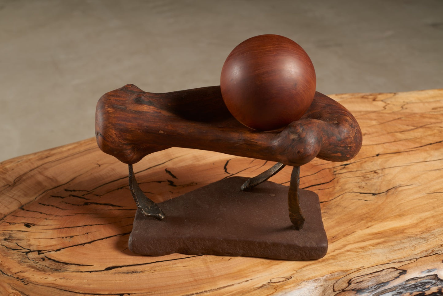 Walnut Ball Sculpture