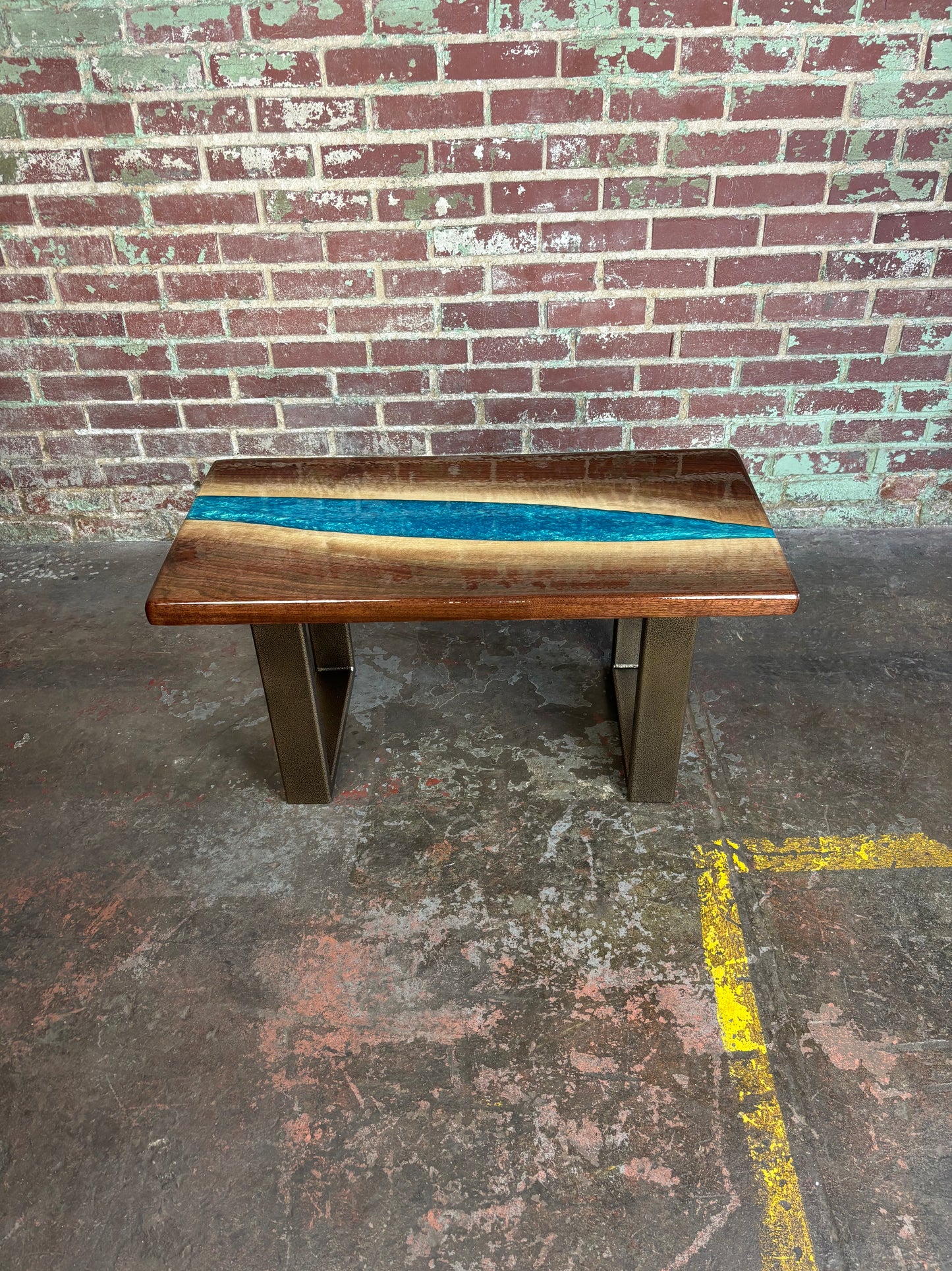 Blue Epoxy River & Walnut Coffee Table