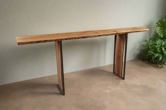 Maple Console Table / Bar Top with Custom Walnut Legs