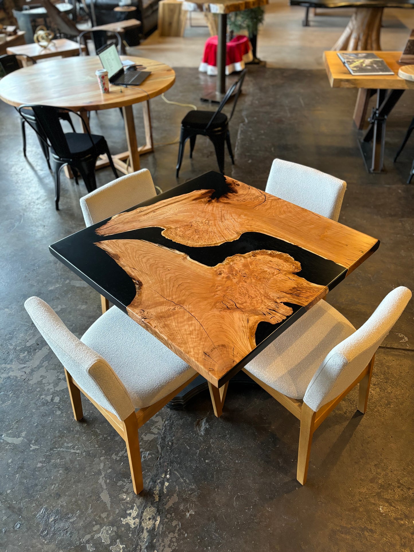 Black Epoxy & Cherry Root Table