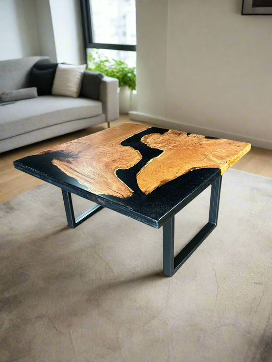 Black Epoxy & Cherry Root Table