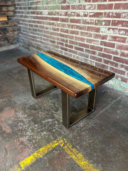 Blue Epoxy River & Walnut Coffee Table