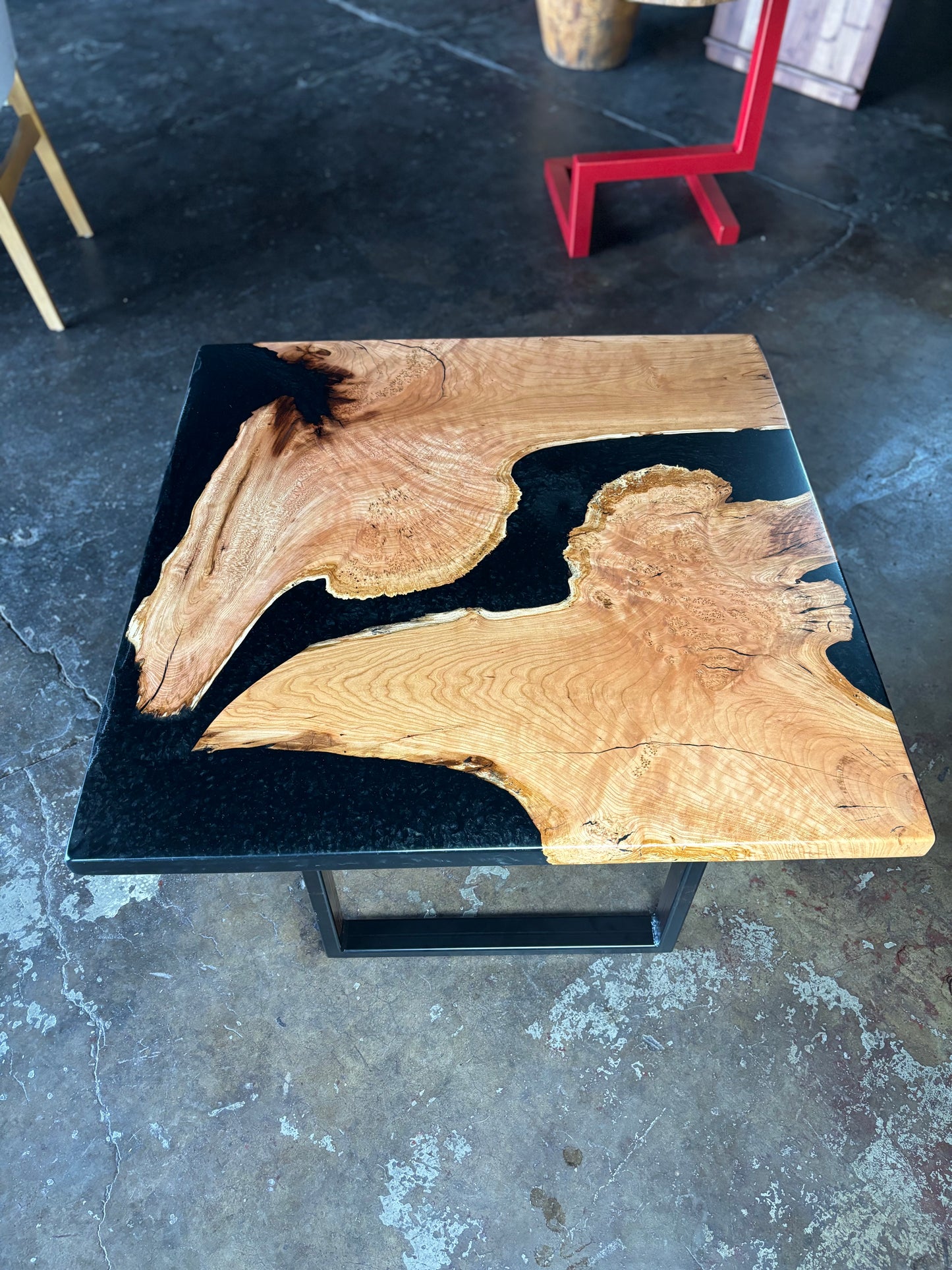 Black Epoxy & Cherry Root Table