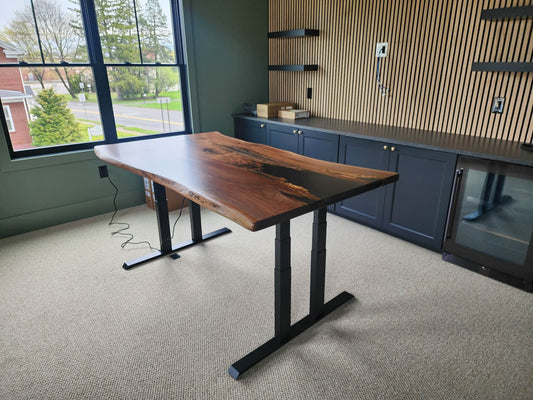Walnut and Epoxy Adjustable Desk
