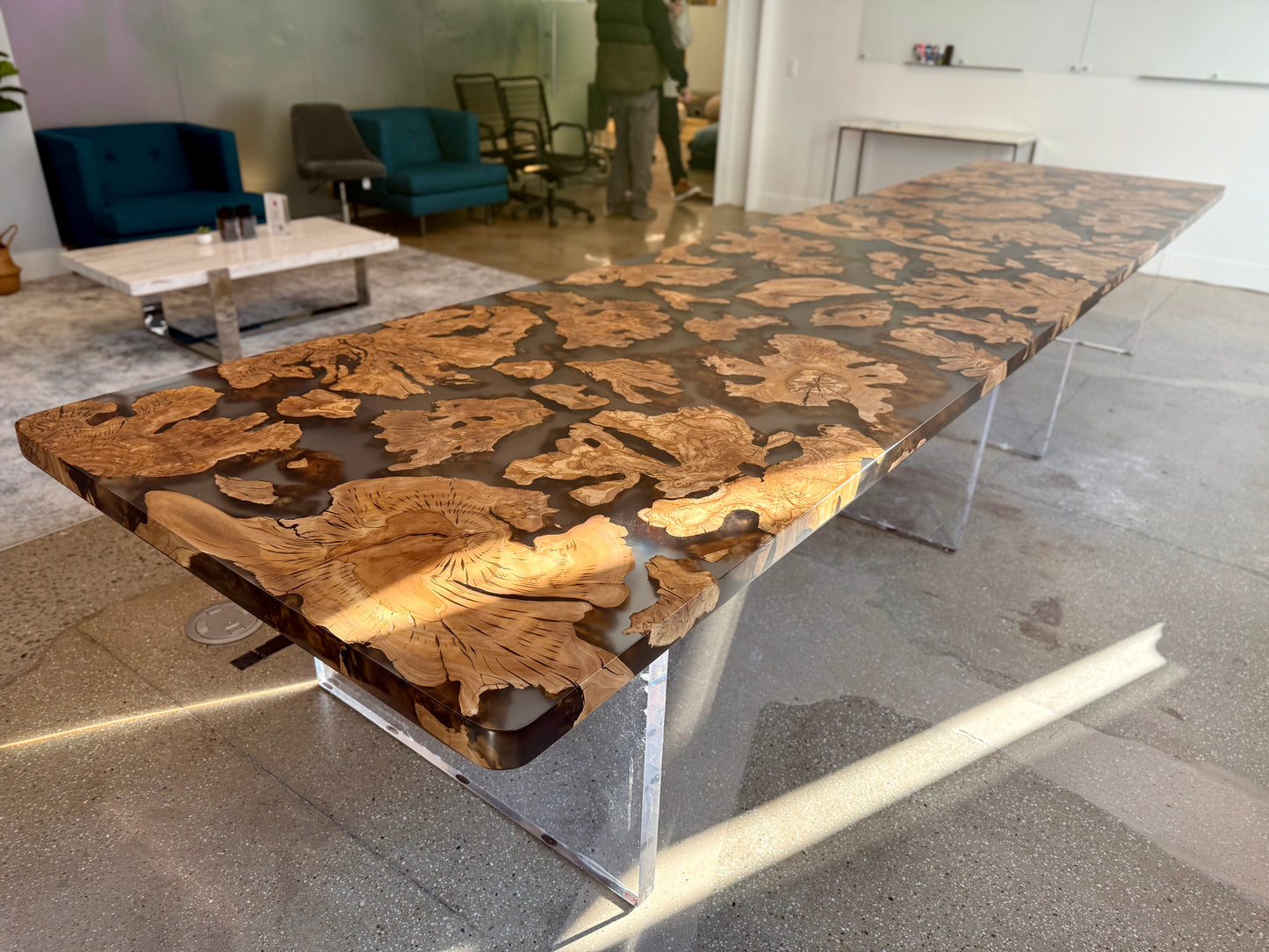 White Oak Burl & Epoxy Conference Table