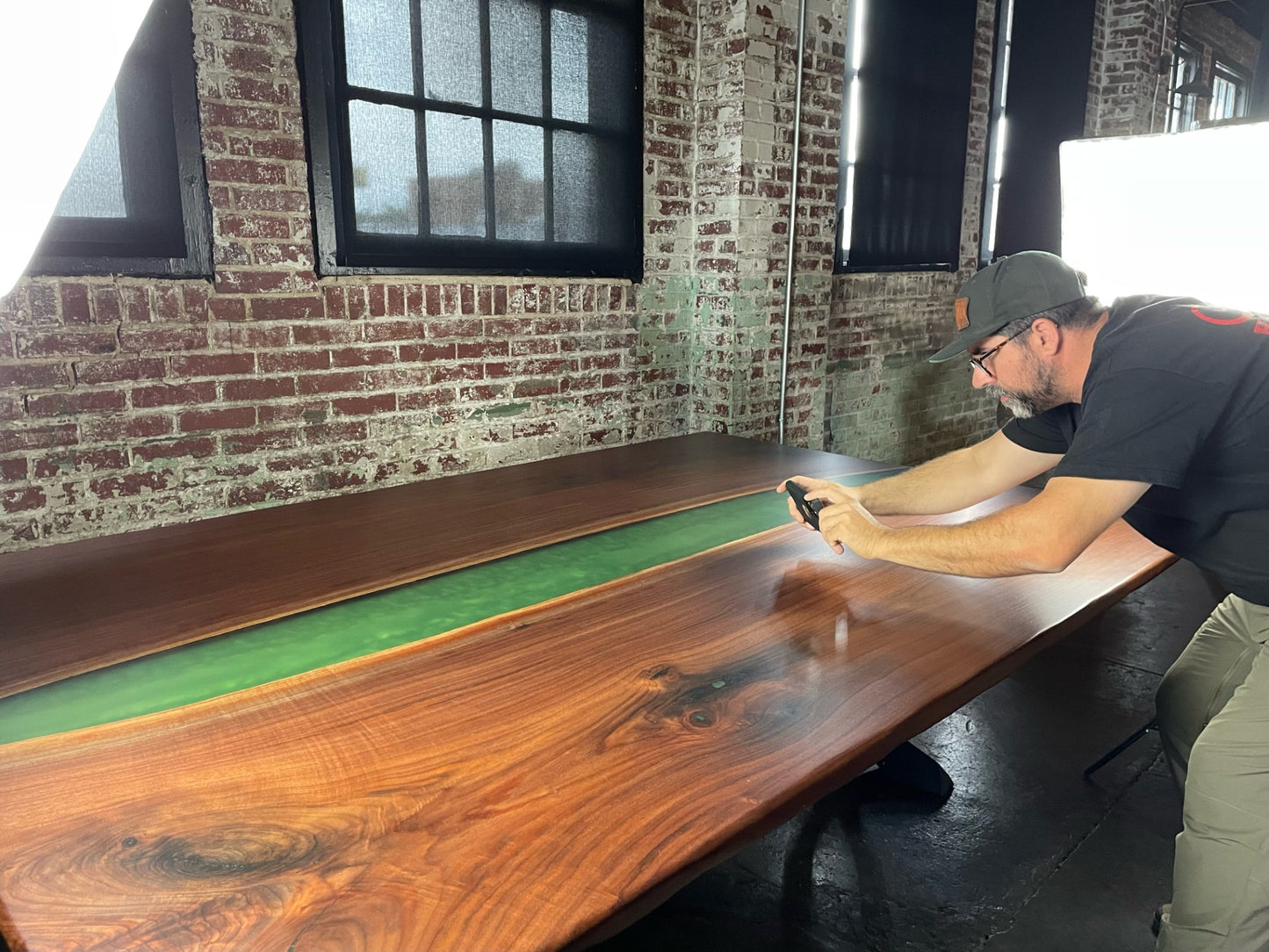 Emerald Green River Epoxy & Black Walnut Dining Table