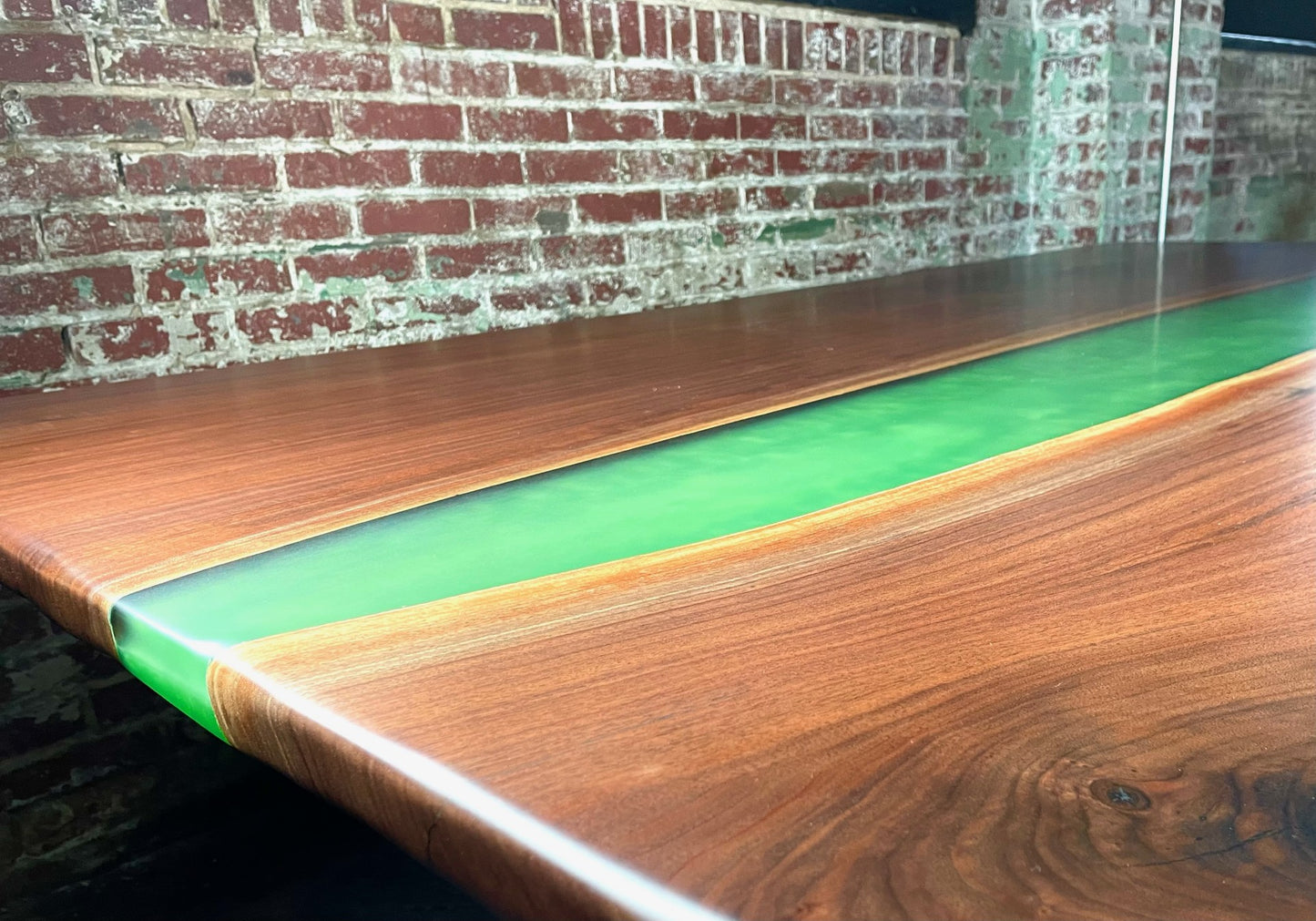 Emerald Green River Epoxy & Black Walnut Dining Table