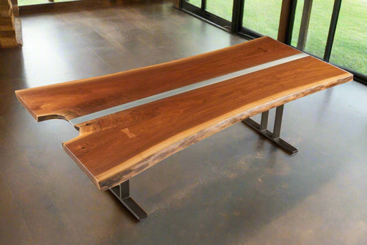 Black Walnut & Aluminum Inlay Dining Table