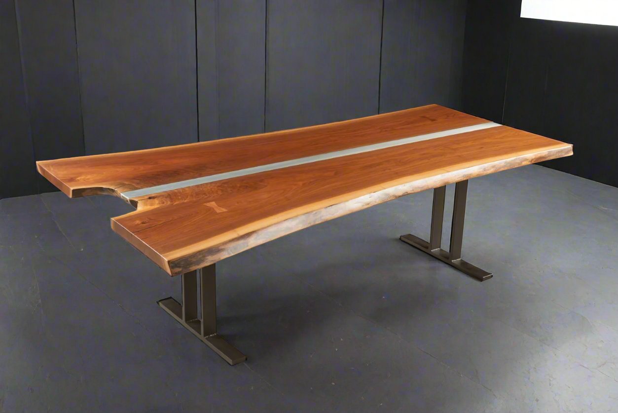 Black Walnut & Aluminum Inlay Dining Table